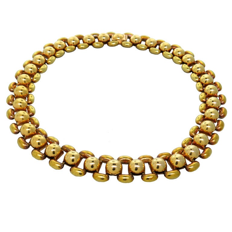 1940s Multi Color Gold Link Necklace
