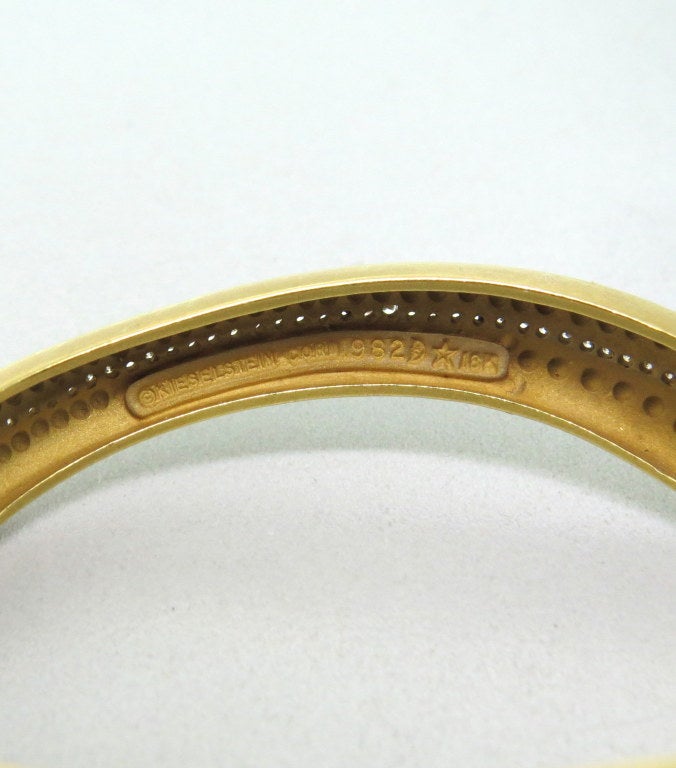 1980s Kieselstein-Cord Caviar Diamond Gold Bangle Bracelet Set at 1stDibs