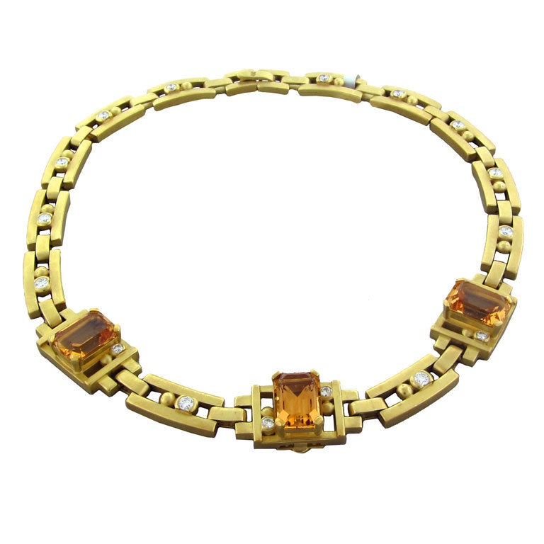 Kieselstein Cord Citrine Diamond Gold Necklace
