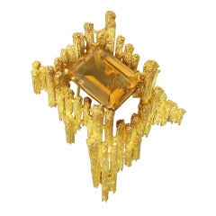 1970s H. Stern Citrine Gold Brooch Pin