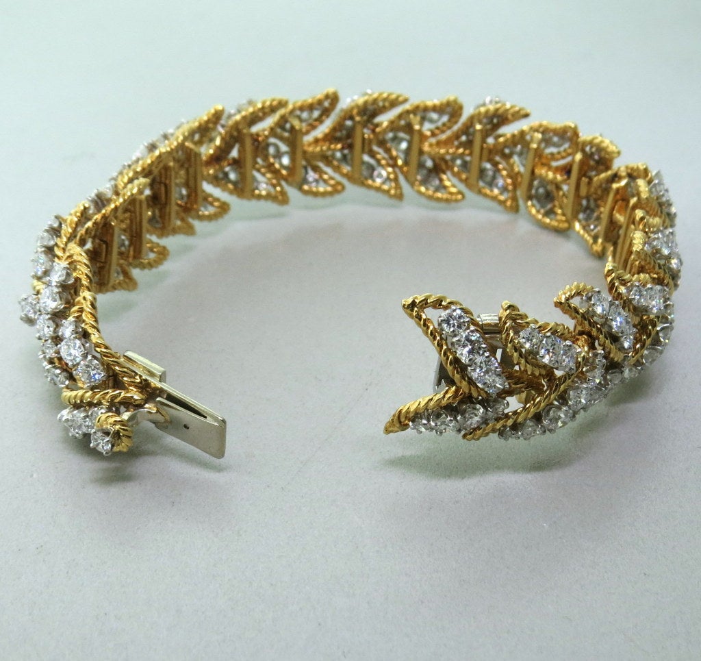 1960s Diamond Gold Bracelet In Excellent Condition In Lambertville, NJ