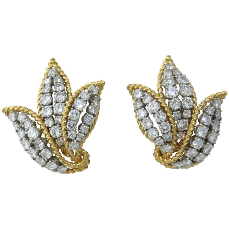 1960s Diamond Gold Earrings