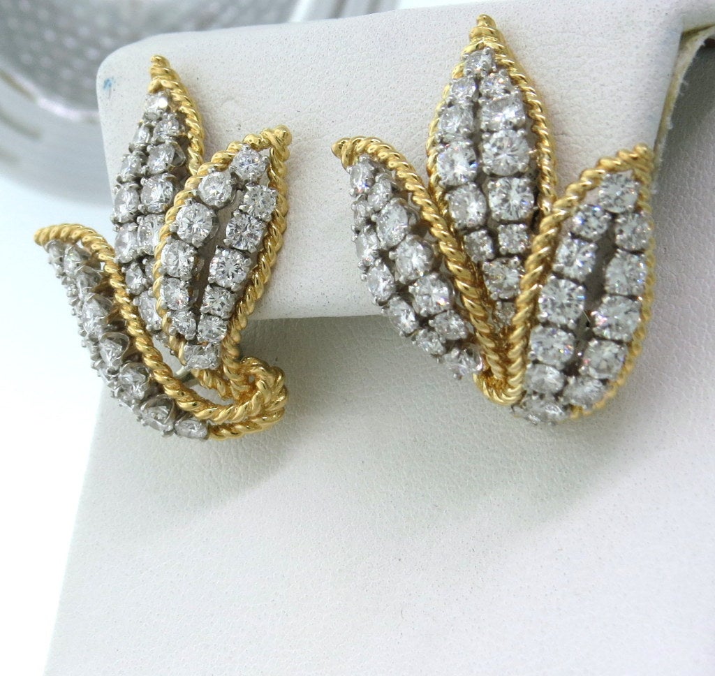 1960s 18k gold earrings with approximately 4.00 carats. Weight 16.9g