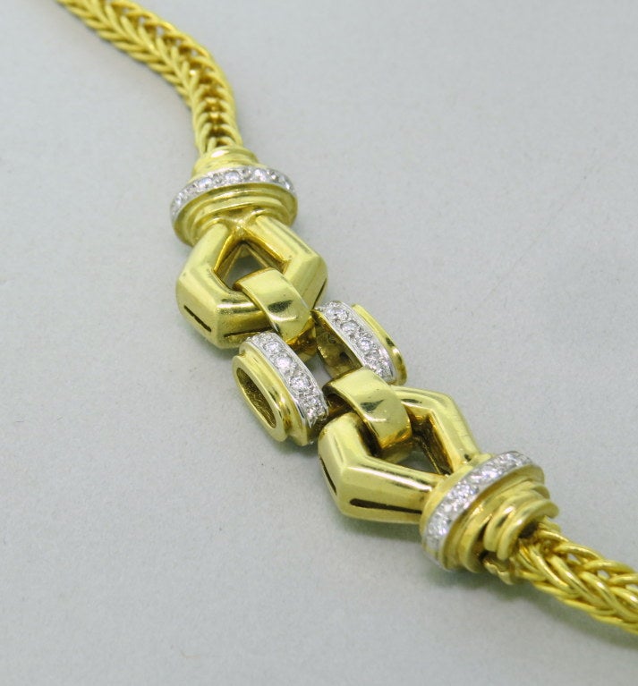 Foxtail Diamond Gold Chain Necklace In Excellent Condition In Lambertville, NJ