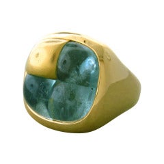 Pomellato Aquamarine Cabochon Gold Ring