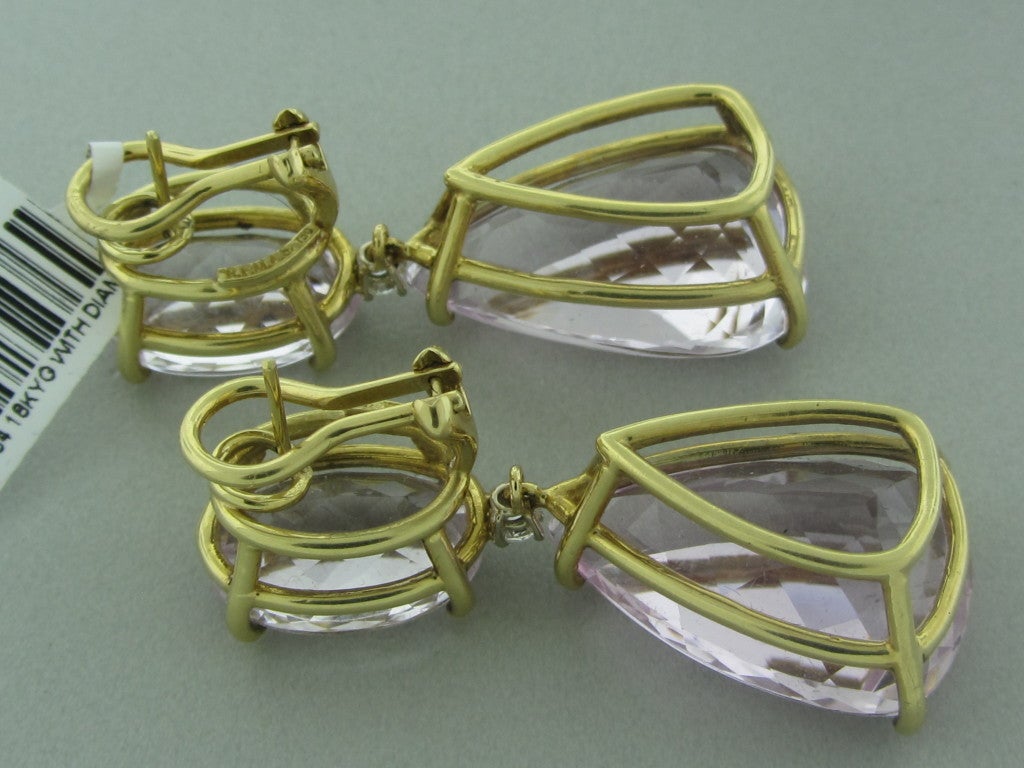 Women's FARAONE MENELLA Gold Kunzite Diamond Drop Earrings