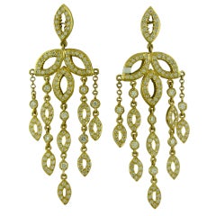 DORIS PANOS Gold 3.00ct Diamond Chandelier Earrings