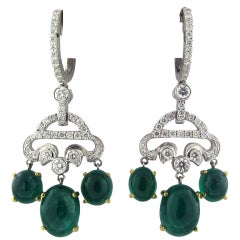 SEAMAN SCHEPPS Gold Diamond Emerald Earrings