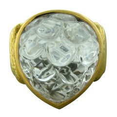 DAVID WEBB Gold Rock Crystal Ring