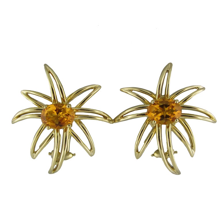 TIFFANY & CO Fireworks Gold Citrine Earrings