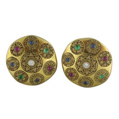 ALEX SEPKUS Gold Sapphire Ruby Emerald Diamond Earrings