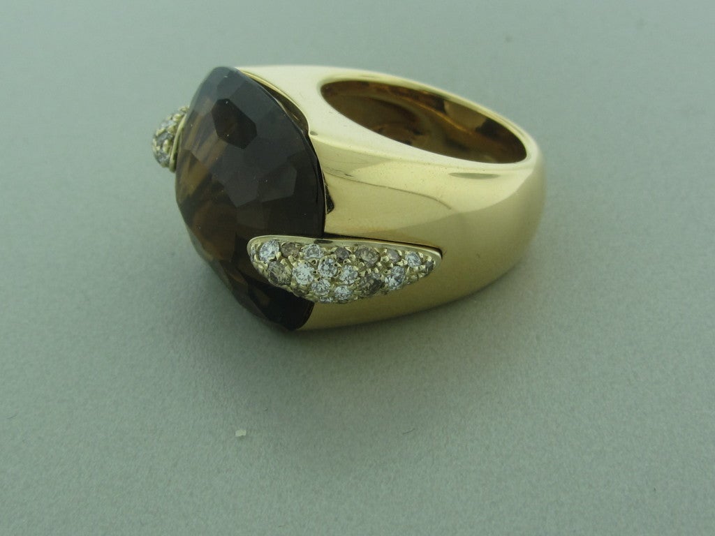 Women's POMELLATO Pin Up  Gold Diamond Smokey Quartz Diamond Ring