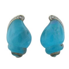 VHERNIER Turquoise Diamond Seashell Earrings