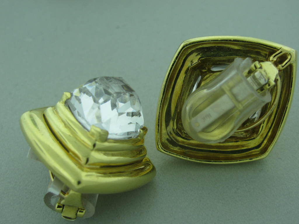 David Webb Crystal Gold Earrings In Excellent Condition In Lambertville, NJ