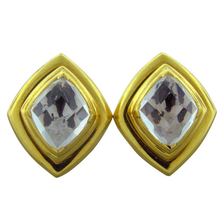 David Webb Crystal Gold Earrings