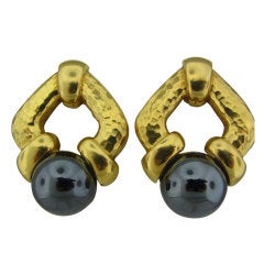 ANDREW CLUNN Gold Hematite Earrings