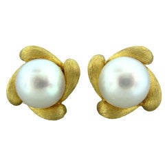 HENRY DUNAY Gold South Sea Pearl Earrings