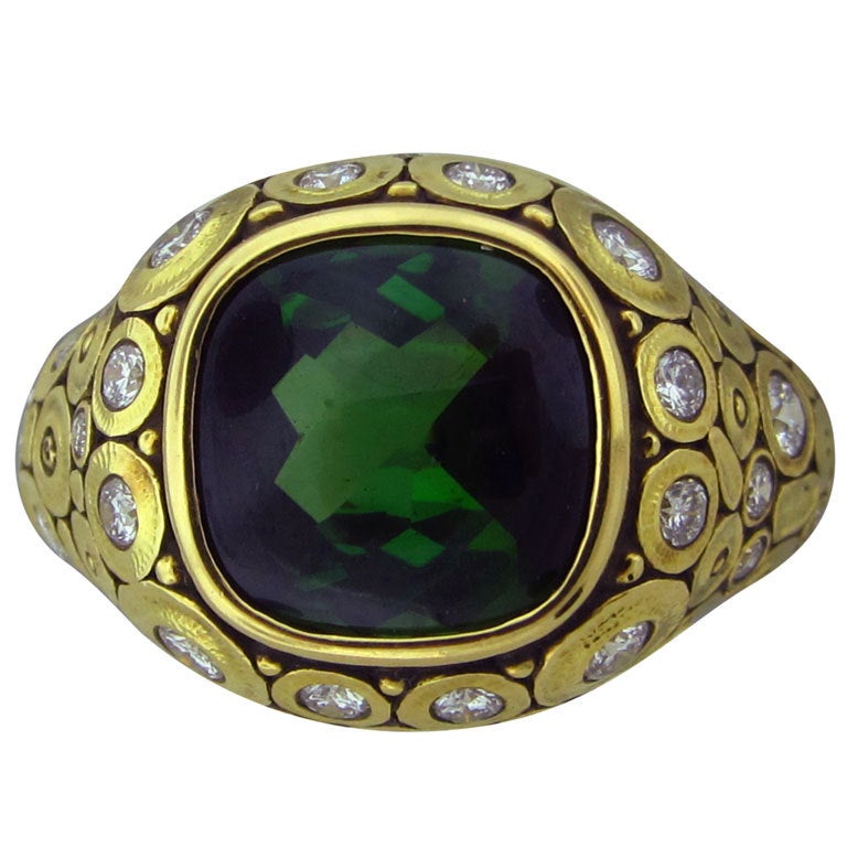 ALEX SEPKUS Diamond Green Tourmaline Gold Ring