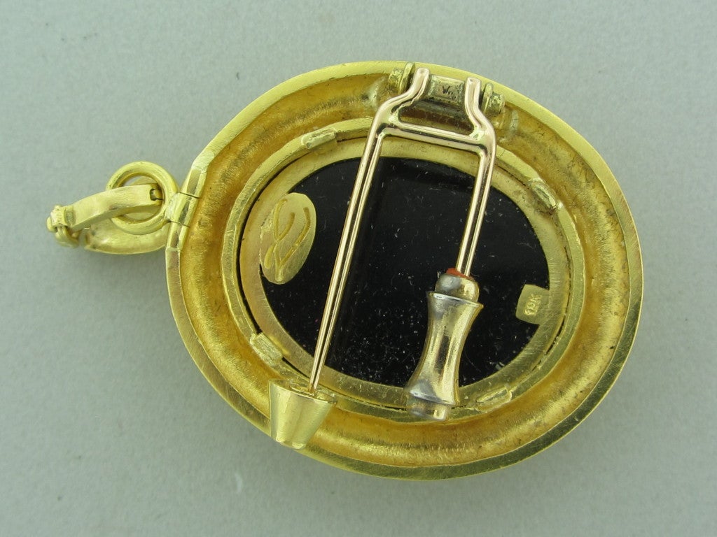 Women's ELIZABETH LOCKE Gold Micro Mosaic Brooch Pin Pendant