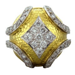 DAVID WEBB Diamond Gold Platinum Dome Ring