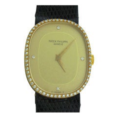 PATEK PHILIPPE Yellow Gold and Diamond Ellipse Wristwatch Ref 3849