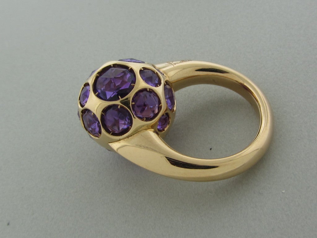 18K Gold Marked/tested: Pomellato, 750 Gemstones/diamonds: Amethyst Clarity: N/a Color: N/a Measurements: Ring Size - 5.5, Top Of Ring 17Mm In Diameter (Inch = 25Mm) Weight: 18.4G