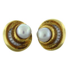 ANDREW CLUNN Gold Platinum Pearl Earrings