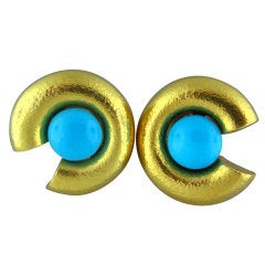 ZOLOTAS Turquoise Gold Large Earrings