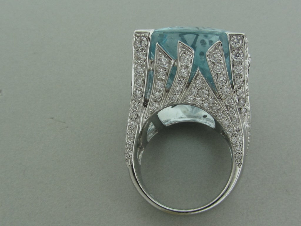 Women's 47 Carat Aquamarine Diamond Cocktail Ring