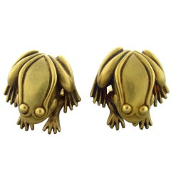 KIESELSTEIN CORD  Gold Frog Cufflinks 