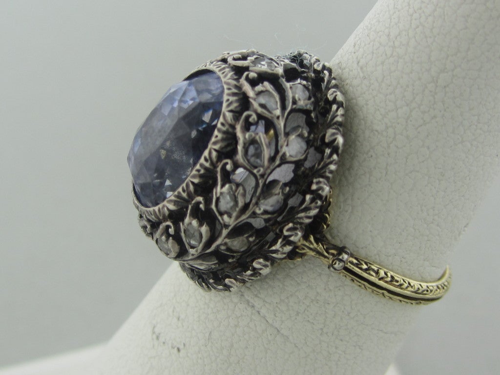 18K White And Yellow Gold Marked/Tested:M. Made In Italy Gemstones/Diamonds:Sapphire - Approx. 3.00ct Diamonds - Approx. 1.55ctw Clarity:n/a Color: n/a Measurements:Ring Size - 5.25, Top Of Ring 18.5mm x 16mm, Sits 10mm From Finger (Inch = 25mm)