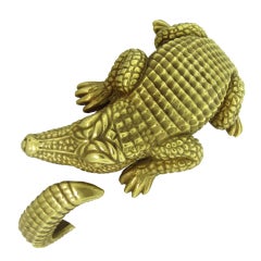 KIESELSTEIN CORD Gold Large Alligator Bangle Bracelet