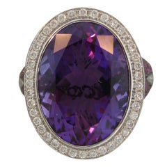 ASPREY Gold Diamond Amethyst Sapphire Cocktail Ring