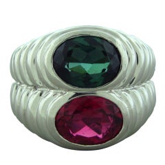 BVLGARI Bulgari Platinum Green Pink Tourmaline Ring