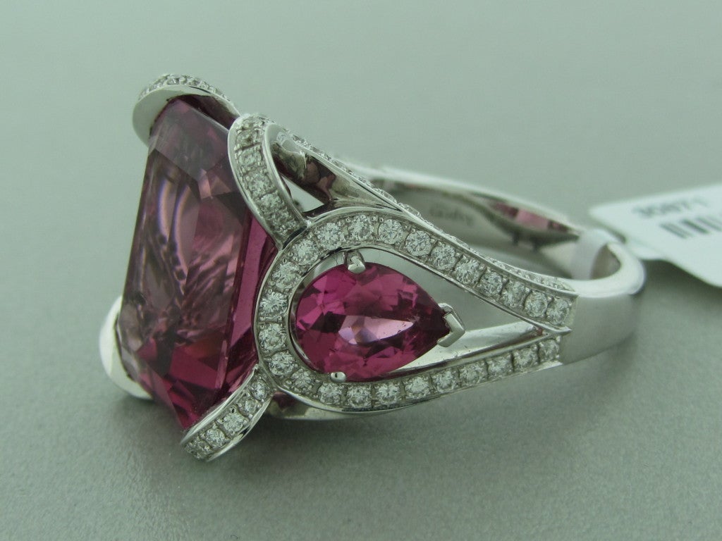 Women's ASPREY Gold Pink Tourmaline Diamond Cocktail Ring