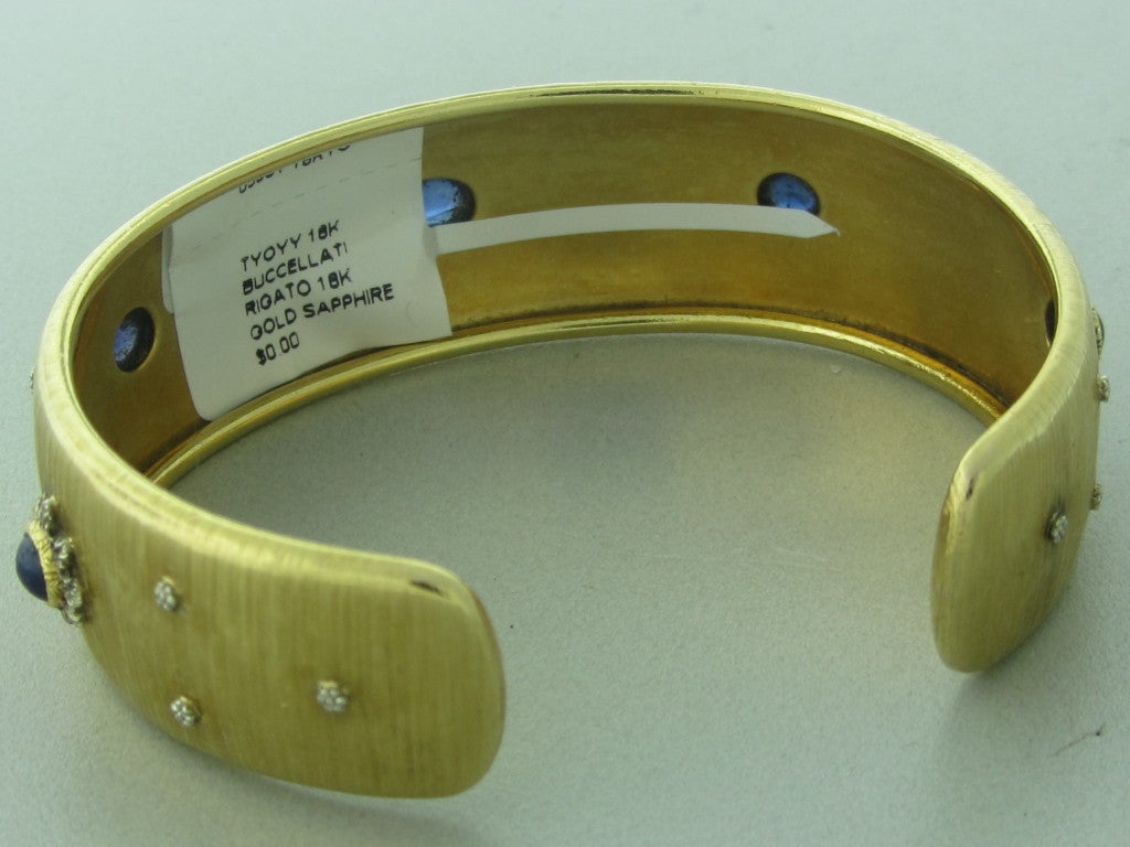 Women's BUCCELLATI  Rigato Gold Sapphire Cuff Bracelet