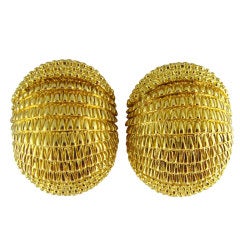 DAVID WEBB Armadillo Textured Finish Yellow Gold Earrings 3