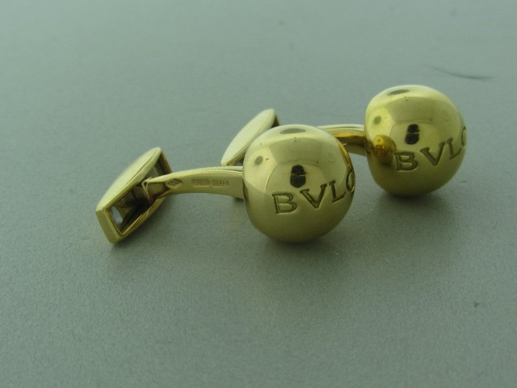 18K YELLOW GOLD, MEASUREMENTS 	CUFFLINK - 12mm IN DIAMETER (1 INCH = 25mm), MARKED/TESTED 	BVLGARI,750,ITALY,1697AR.
