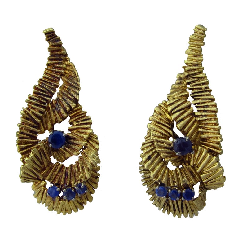 Lalaounis Gold Sapphire Earrings