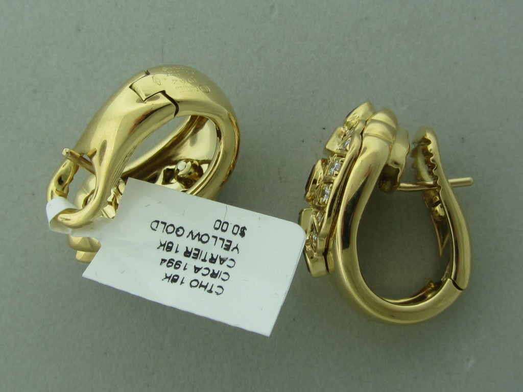 CARTIER Gold Ruby Emerald Sapphire Diamond Earrings
