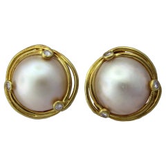 ASPREY Gold Pearl Diamond Earrings