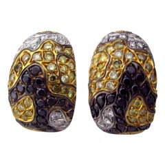 ROBERTO COIN Gold Multi Color Diamond Camouflage Earrings