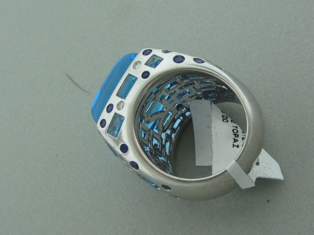 Women's RODNEY RAYNER Gold Blue Topaz Sapphire Diamond Ring