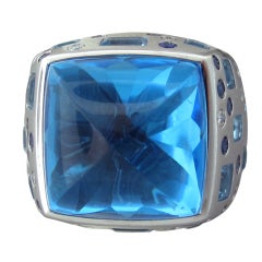 RODNEY RAYNER Gold Blue Topaz Sapphire Diamond Ring
