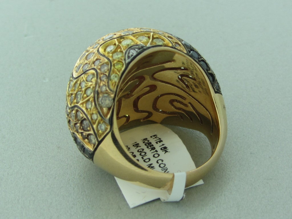 ROBERTO COIN Gold Multi Color Diamond Camouflage Ring In Excellent Condition In Lambertville, NJ