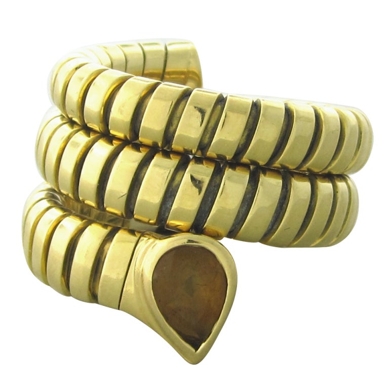 Bulgari Tubogas Gold Citrine Coil Ring