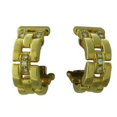 CARTIER Maillon Panthere Gold Diamond Earrings