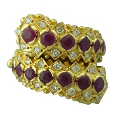 ILIAS LALAOUNIS Gold Ruby Diamond Crossover Ring