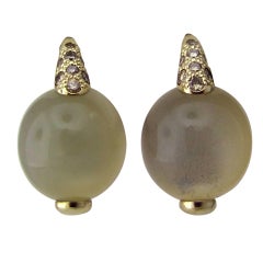 POMELLATO LUNA Gold Diamond Moonstone Earrings