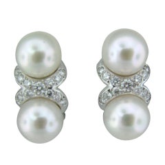 MIKIMOTO Pearl Diamond White Gold Earrings